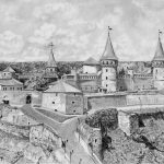 Каменец-Подольская крепость,бумага,карандаш,20х30,2017 г.Олег М.Караваев