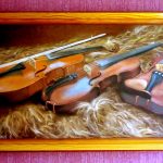 Три скрипки на овчине.холст,масло,40х70,2004 г. _Олег М. Караваев