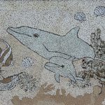 Косик Анастасия, Подводный мир, мозаика из неокрашенной яичной скорлупы, 30х25