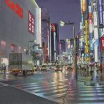 A monsoon night on Shinjuku at Tokyo бумага,акварель, 40х52 - Тьерри Дюваль