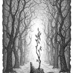 Маленьке деревце, Петро Грицюк, 30х21, папір, олівець (авторська техніка-графічний кракелюр), 2020