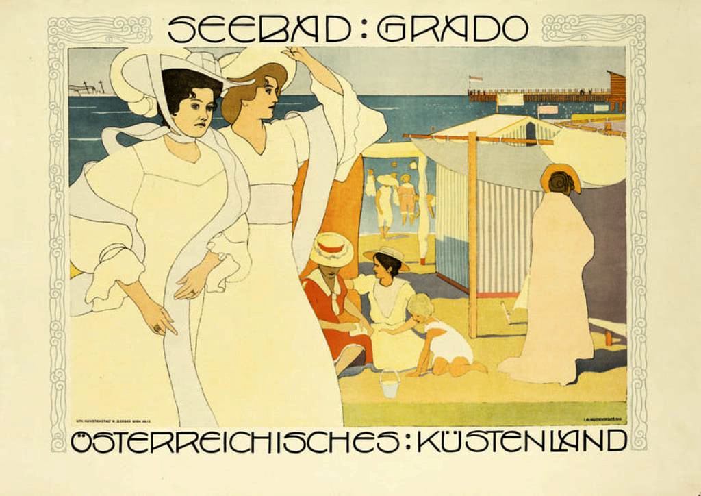 Josef Maria Auchentaller -Плакат -1906 г. Морской курорт Градо» (Seebad Grado).