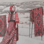 Katya Poltavskaya-У Карпатах, 2023, папір, олівець, червоний олівець, гелева ручка, 24х20