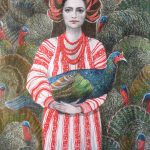 Katya Poltavskaya-Українка з індичкою. Ukrainian woman with a turkey.