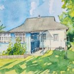 Будинок родини Тищенків, акварель, папір, 17х26 см, Олена Романюк