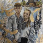 Портрет молодят Світло роду, полотно, акрил, потіль, 50х70, Тетяна Федоришин