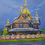 Святиня під синім небом, папір, олійна пастель, 21х30, Селезньова Тетяна